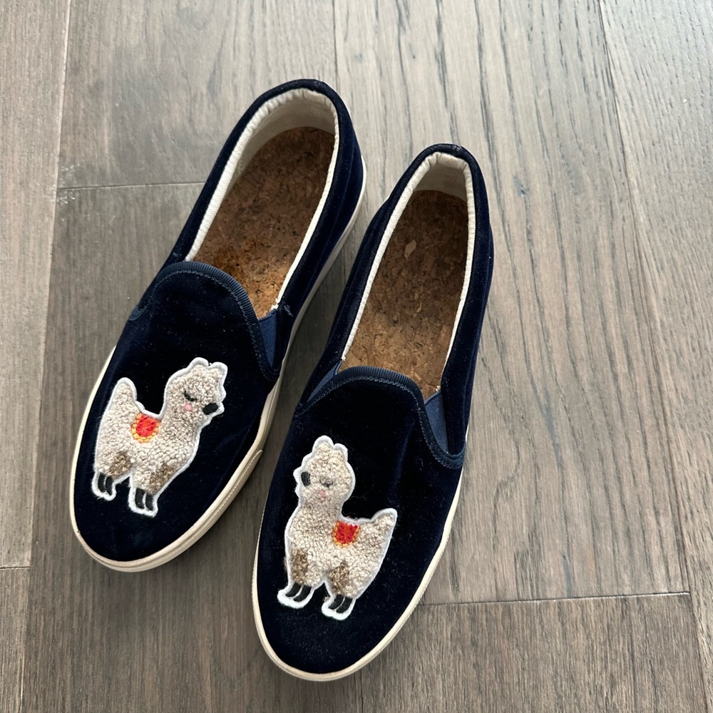 Soludos Velvet Llama Slip Ons